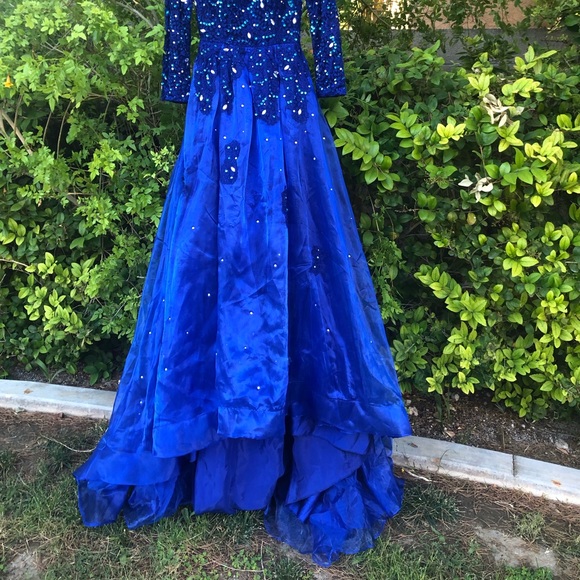 Beautiful Beaded Royal Blue Evening Gown - Picture 3 of 7